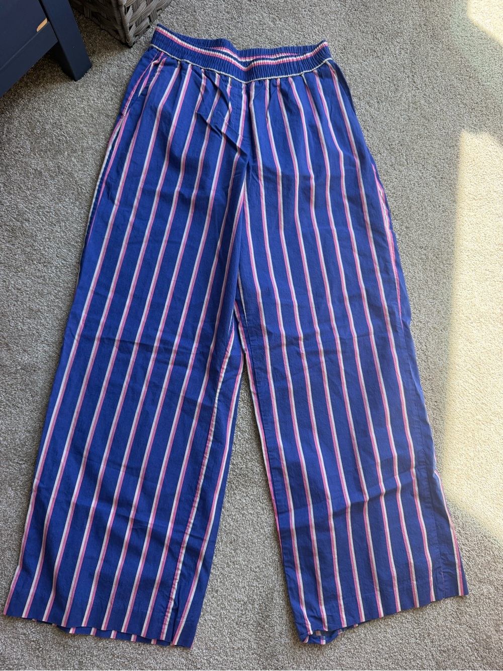 Zara Wide-Leg Striped Pants β Blue & Pink